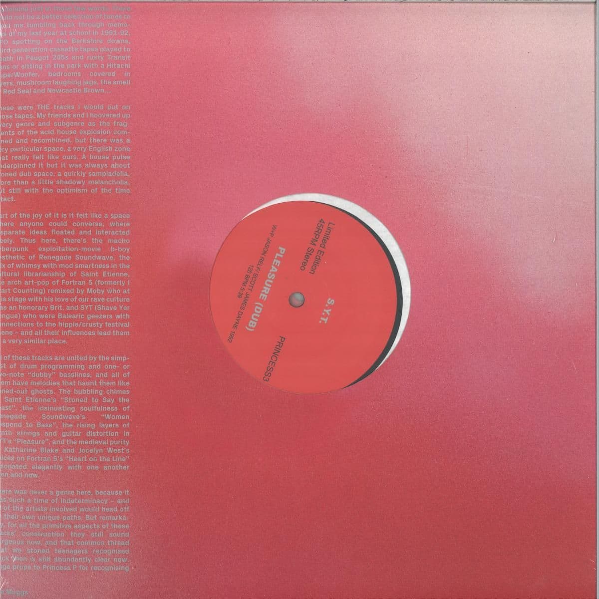 Princess P presents:Fortran 5,Renegade Soundwave, Saint Etienne, S.Y.T. (Shave Your Tongue) LP 2x12"